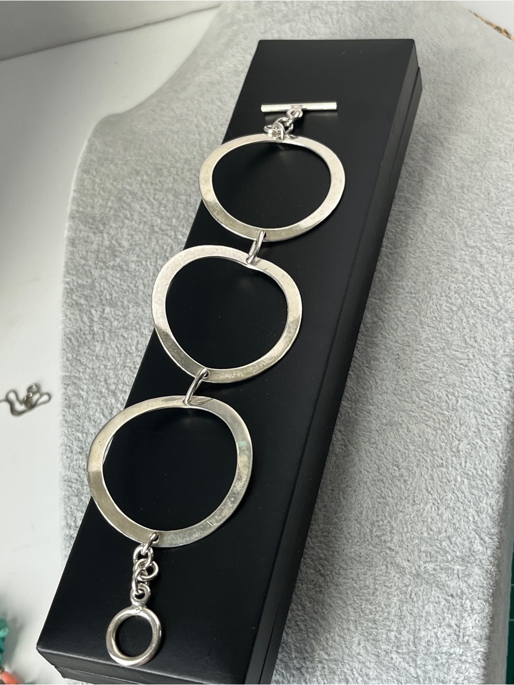 Modernist Statement Huge Circles Vintage Sterling Silver 925 Bracelet 7.5